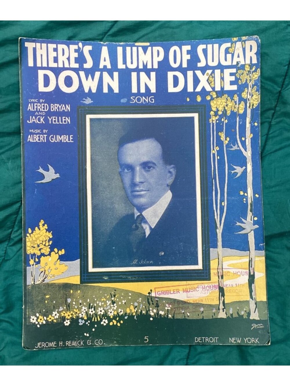 1918 There's a Lump of Sugar Down in Dixie Sheet Music Al Jolson